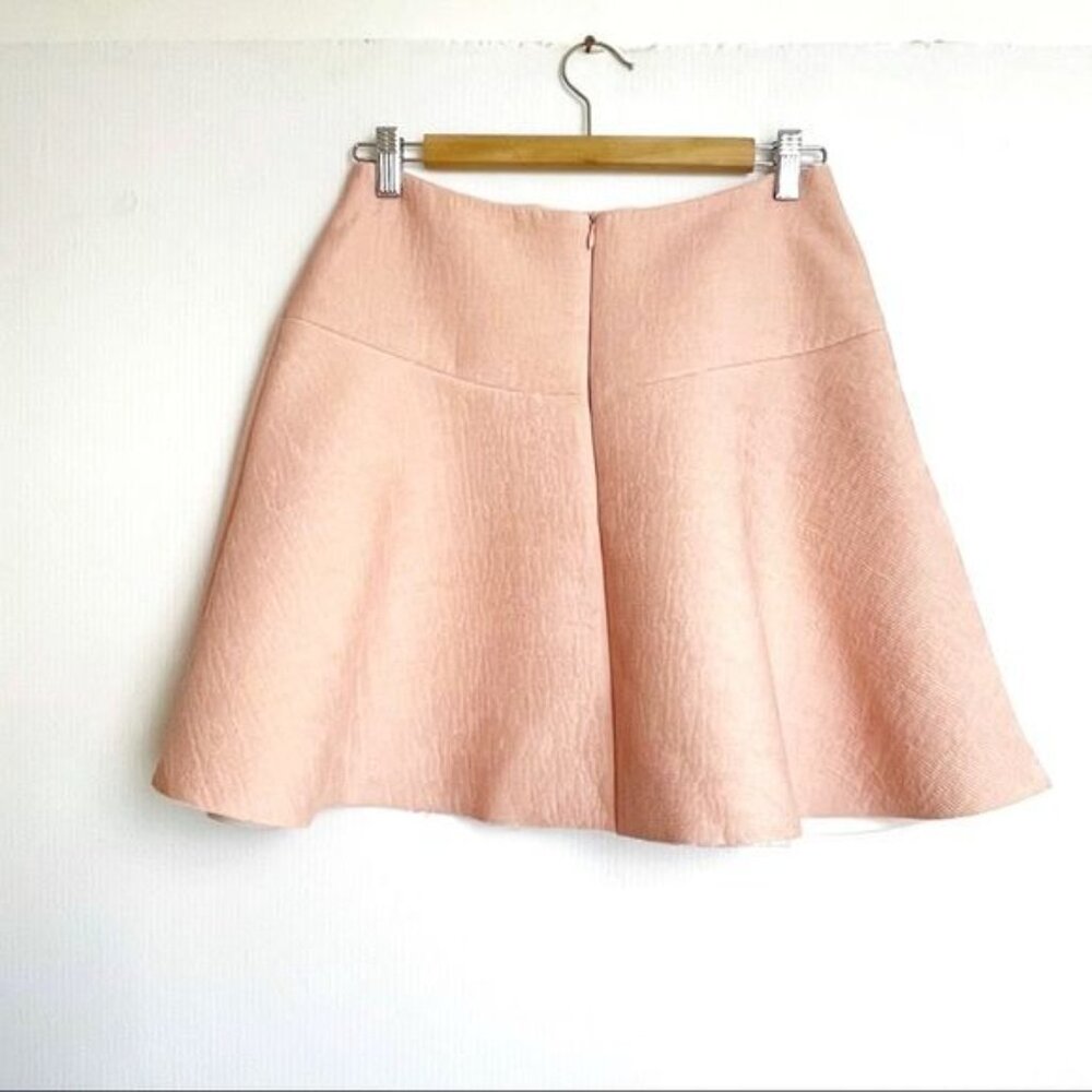 SANDRO PARIS Baya Flared Textured-crepe Mini Skirt Baby Pink size Medium - Picture 3 of 11